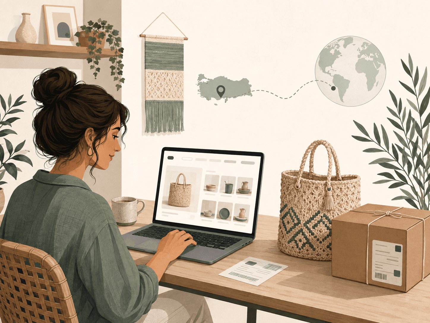 Türkiye'den Etsy üzerinden yurt dışına satış yapmaya hazırlanan e-ticaret satıcısı