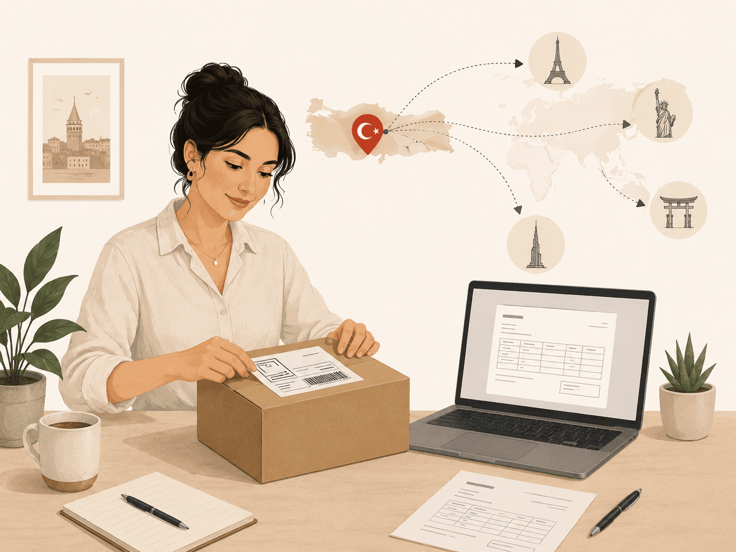 Türkiye'den mikro ihracat için ETGB ile yurt dışı kargo hazırlayan e-ticaret satıcısı
