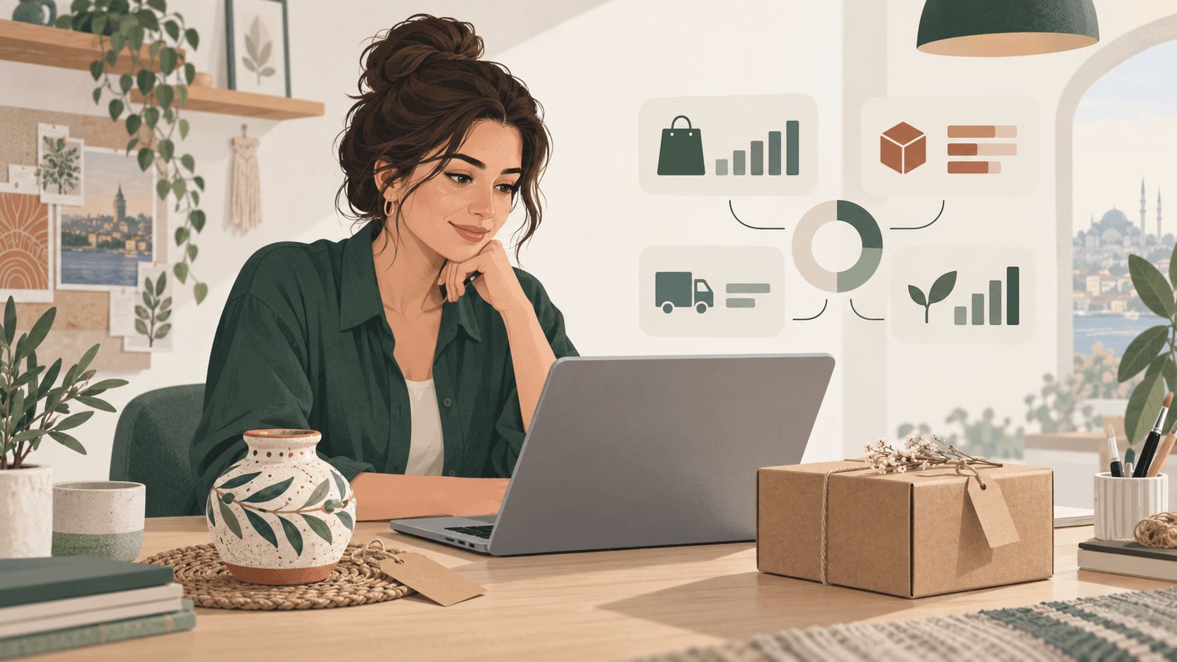 Etsy satışında ürün maliyeti, kargo ve ücretlerden sonra kâr marjını hesaplayan satıcı